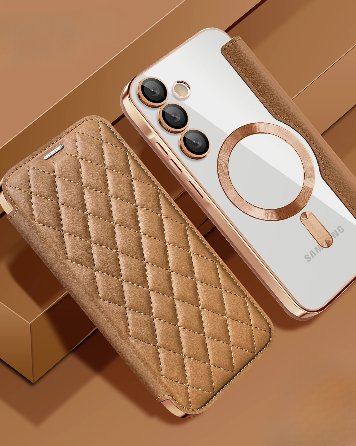 Diamond Pattern Premium Leather Luxury Flip Cover iPhone cover – JustAndBest India