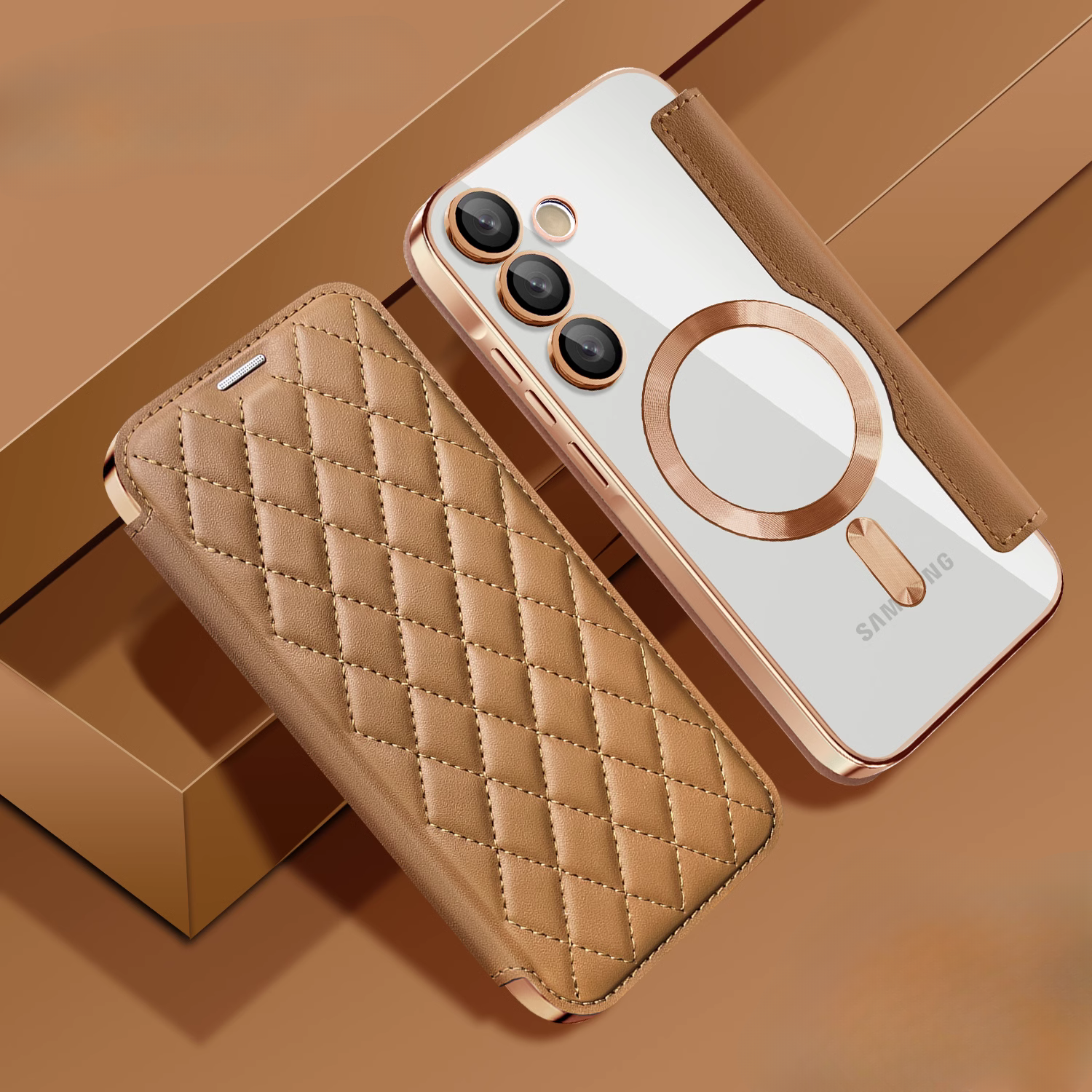 Diamond Pattern Premium Leather Luxury Flip Cover iPhone cover – JustAndBest India