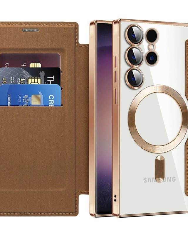 Gold Electroplated Premium Leather Luxury Flip Case iPhone cover – JustAndBest India