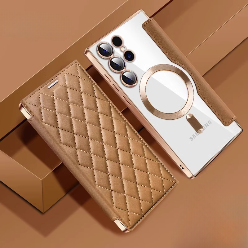 Diamond Pattern Premium Leather Luxury Flip Cover iPhone cover – JustAndBest India