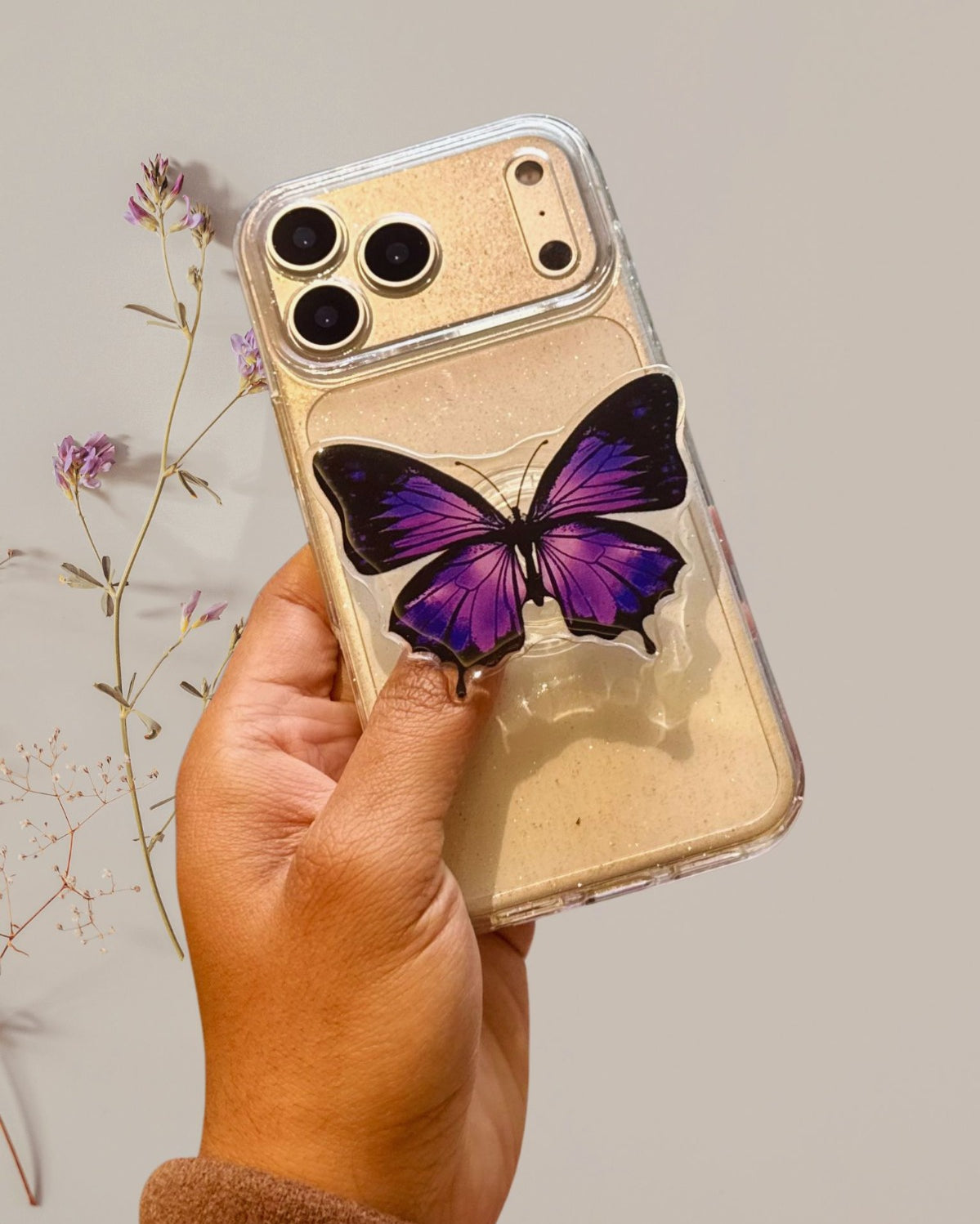 Butterfly Phone Gripper Holder - protective case detail