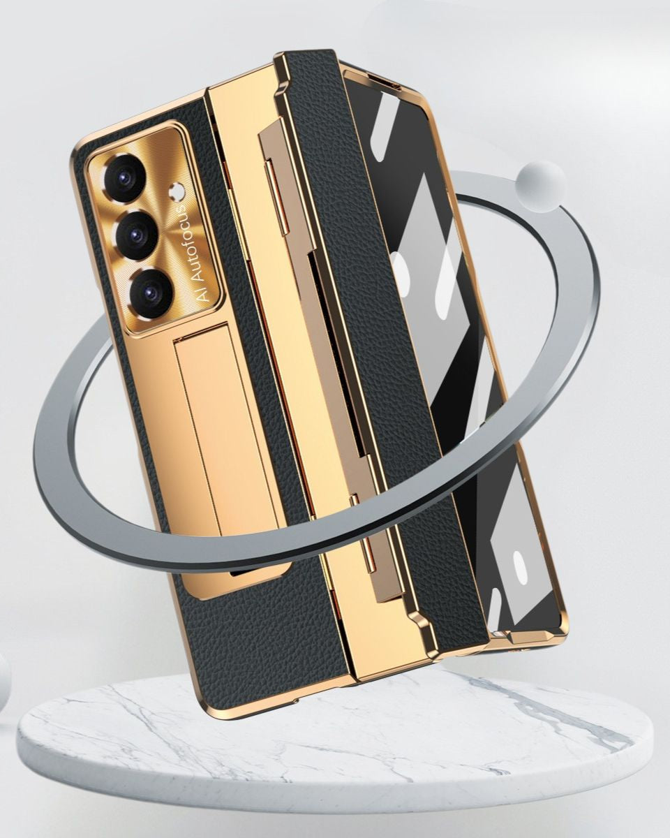 Samsung Galaxy Z Fold 6 Champagne Gold Electroplated Leather Cover