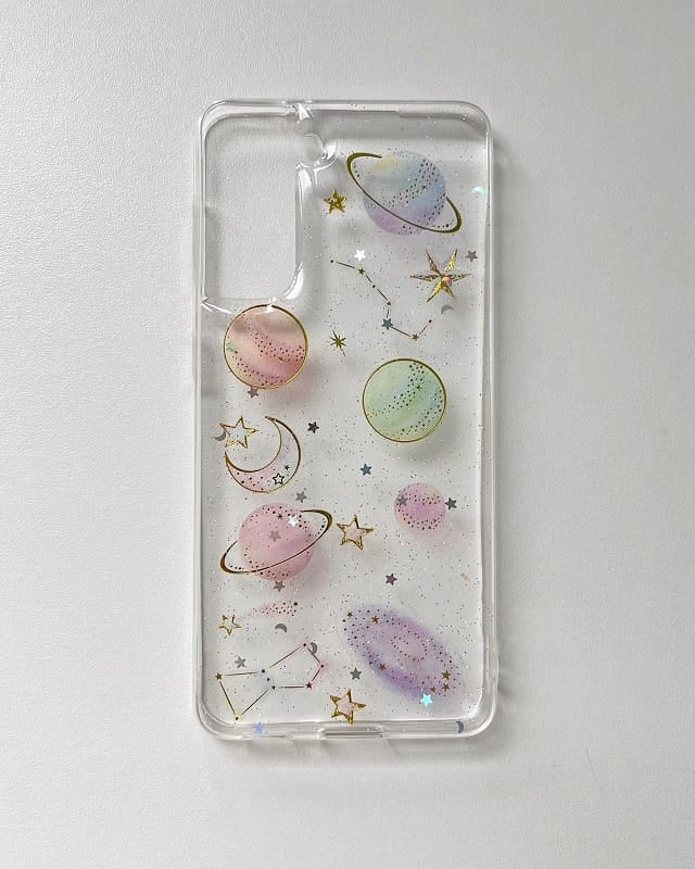 Glittery Stars and Planets Transparent Case iPhone cover – JustAndBest India