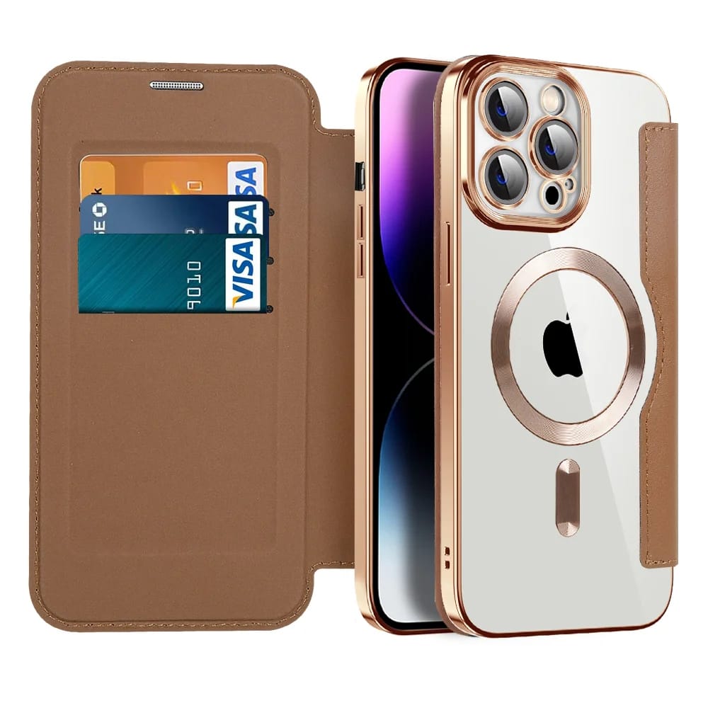Gold Electroplated Premium Leather Luxury Flip Case iPhone cover – JustAndBest India