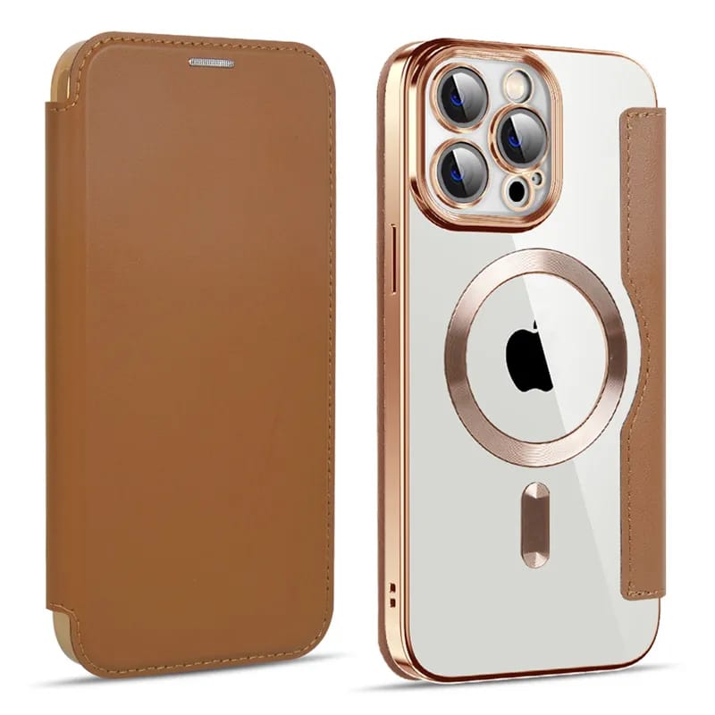Gold Electroplated Premium Leather Luxury Flip Case iPhone cover – JustAndBest India