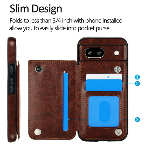 Google Pixel 8A Wallet Style Leather Case - slim profile