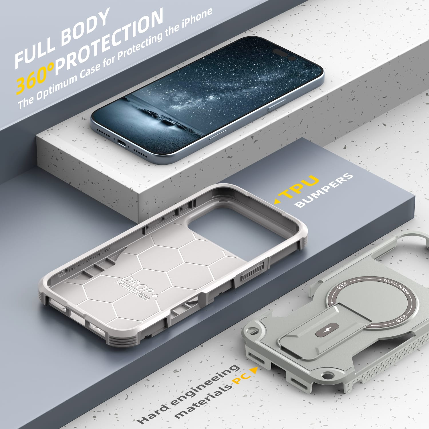 iPhone 17 Series Armoured Dual Layer Kickstand Cover - colour options