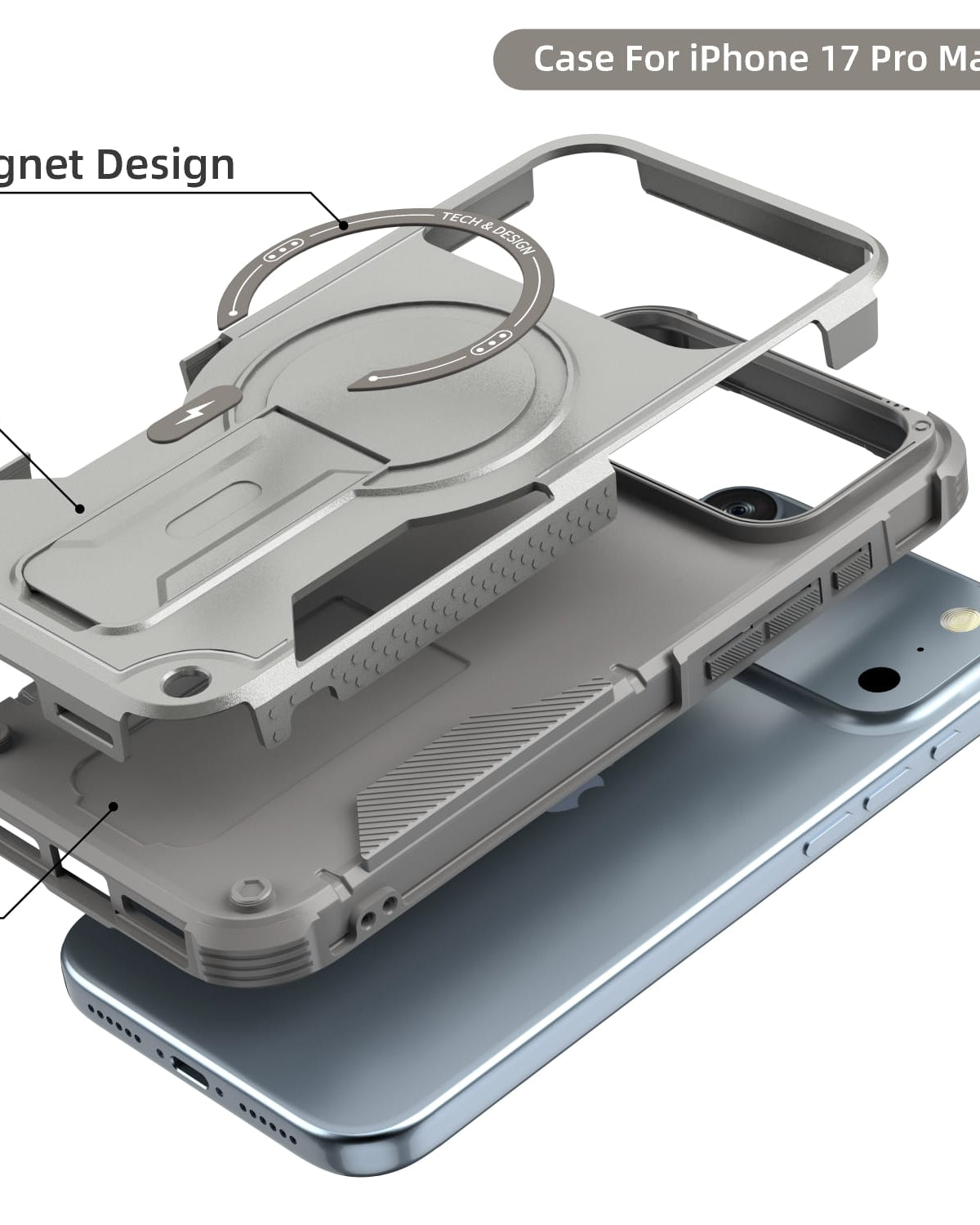 iPhone 17 Series Armoured Dual Layer Kickstand Cover - phone case