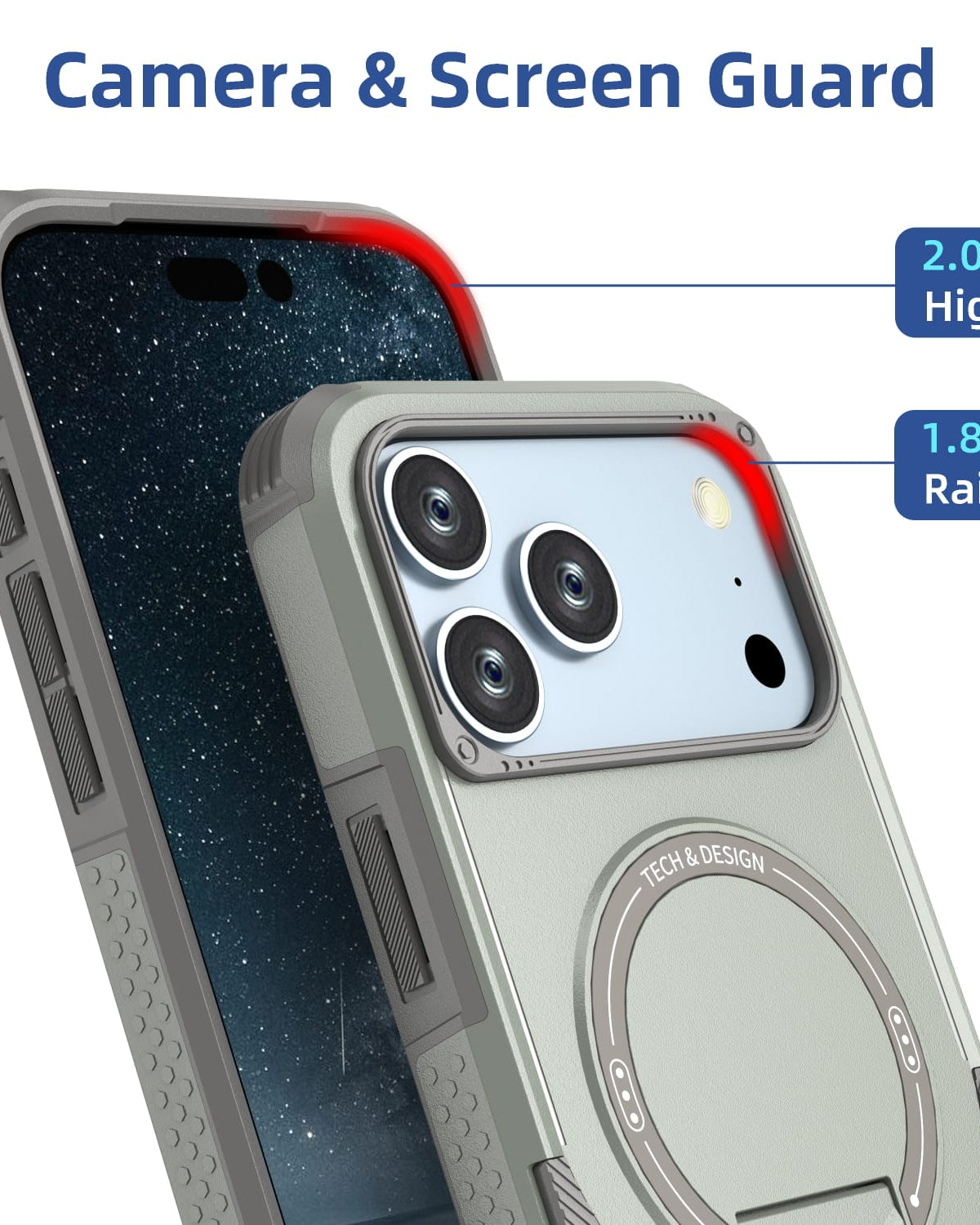 iPhone 17 Series Armoured Dual Layer Kickstand Cover - slim profile