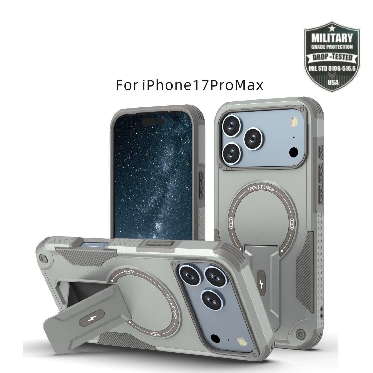 iPhone 17 Series Armoured Dual Layer Kickstand Cover - slim profile