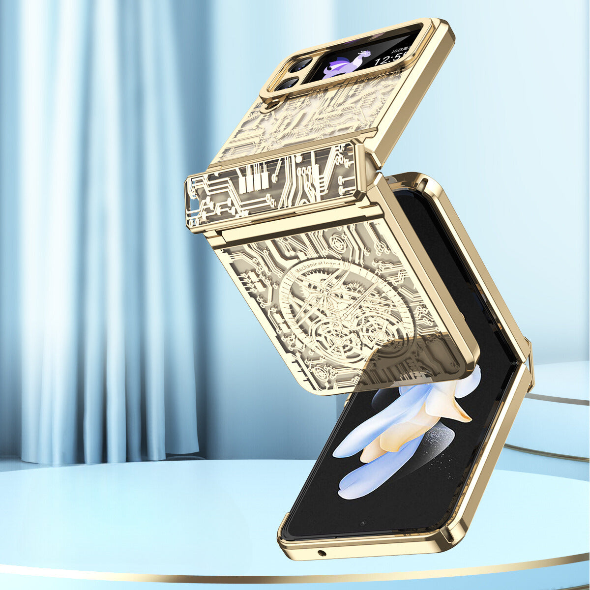 Samsung Galaxy Z Flip 3 Gold Electroplated Cricuit Glass Cover (with H - slim profile