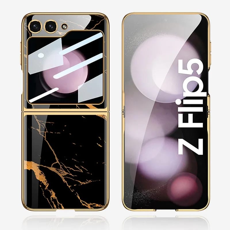 Samsung Galaxy Z Flip 5 Plated Marble Pattern Cover - slim profile