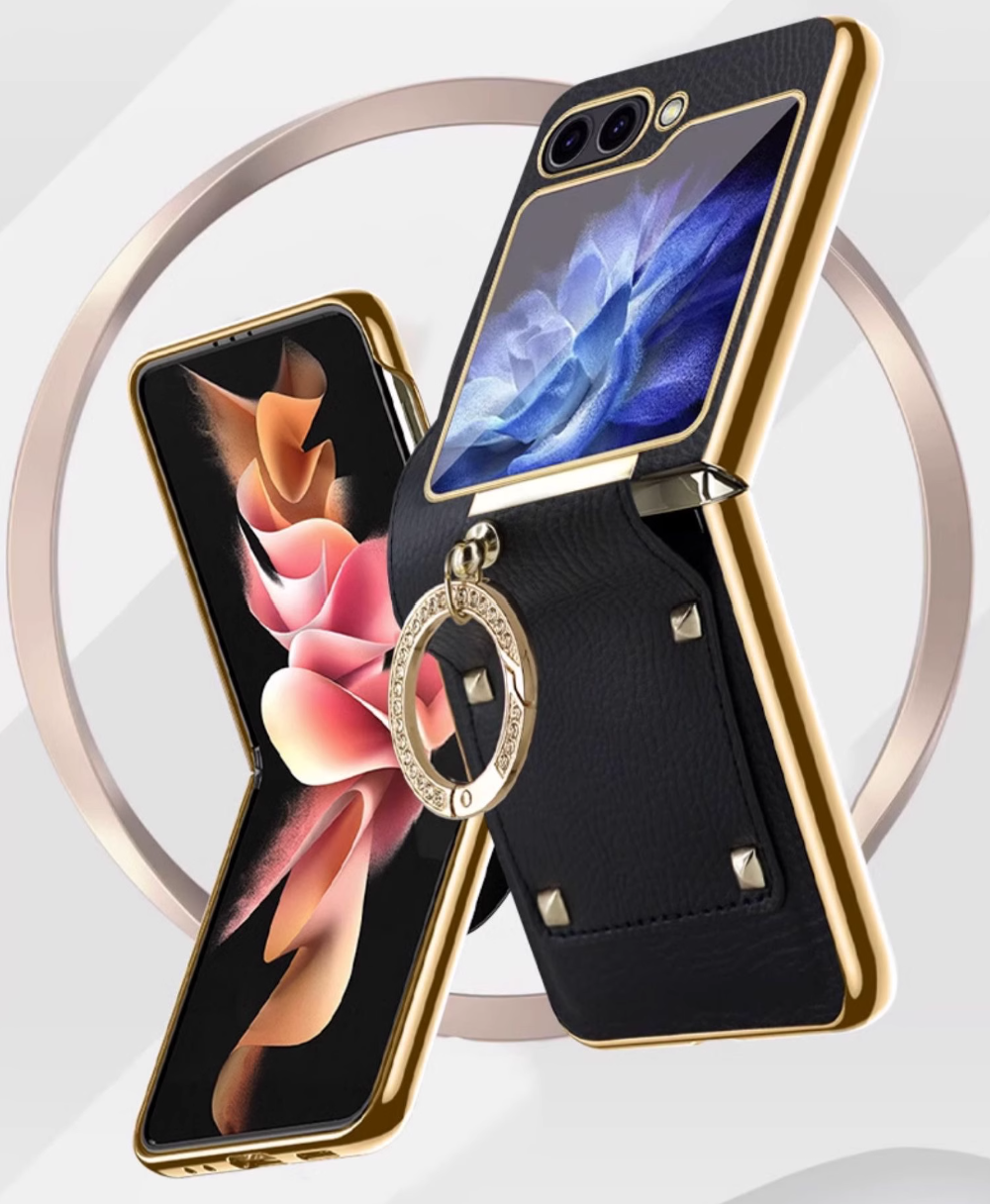 Ring Holder Gold Electroplated Premium Leather Case – phone accessory by JustAndBest India