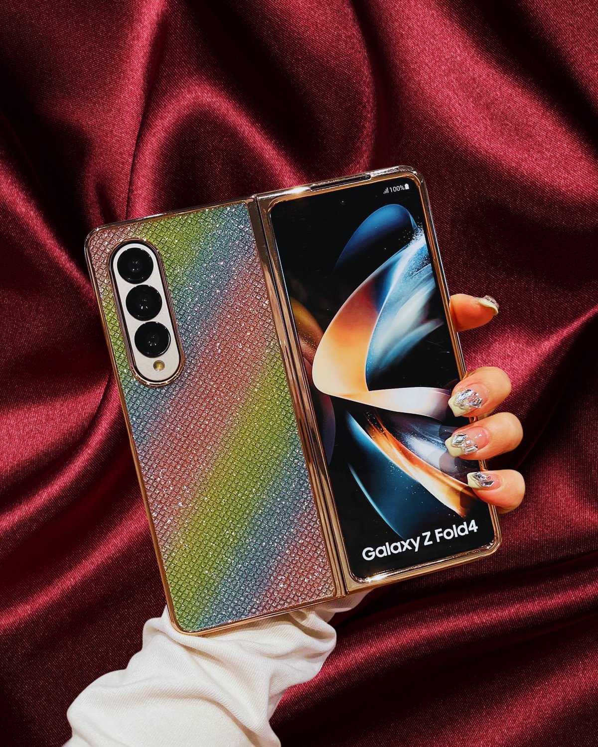 Z fold 4 rainbow glitter cover