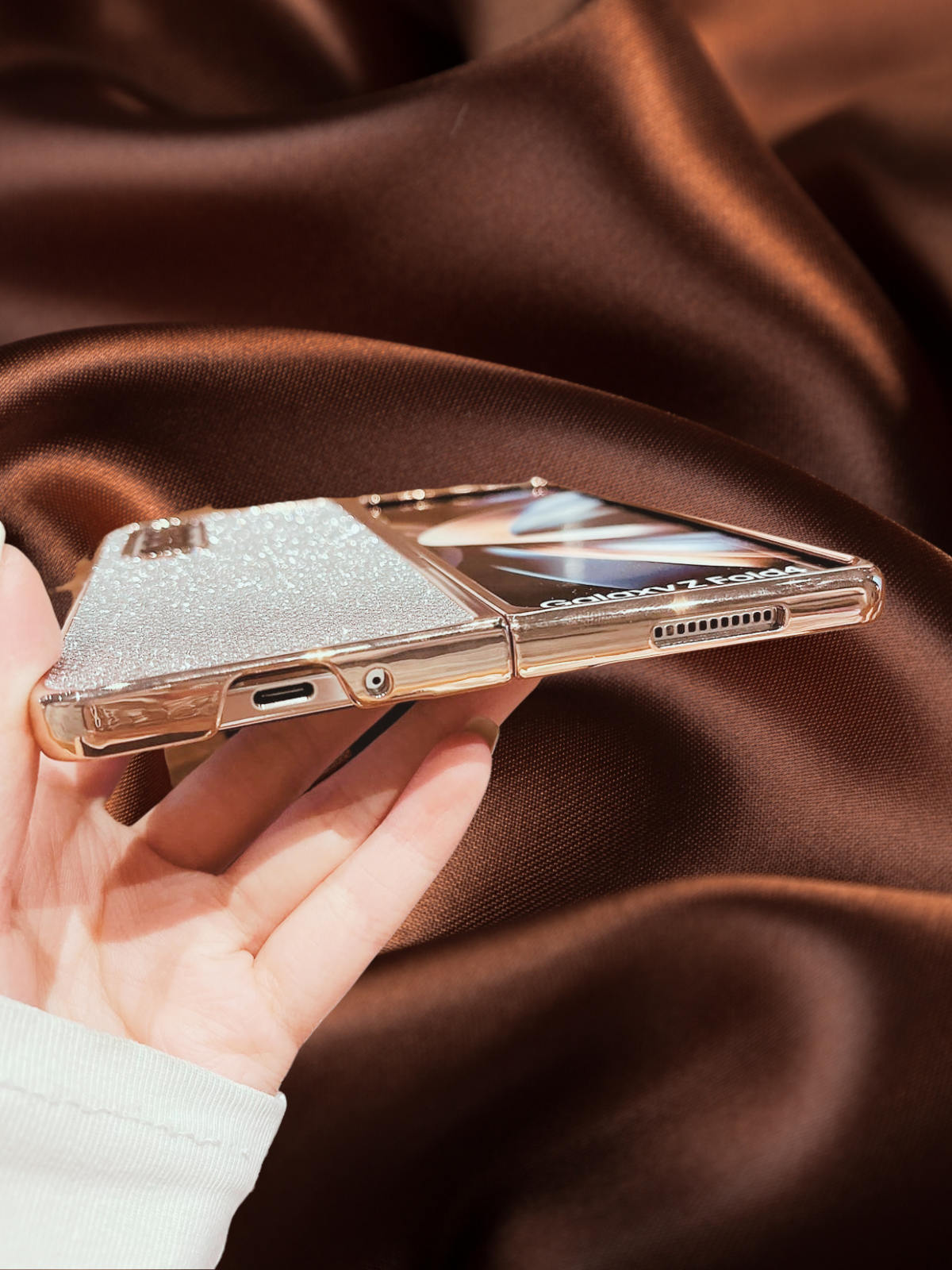 Samsung Galaxy Z Fold 3 Zazzy Bling Glitter 3D Diamond Pattern Cover - slim profile
