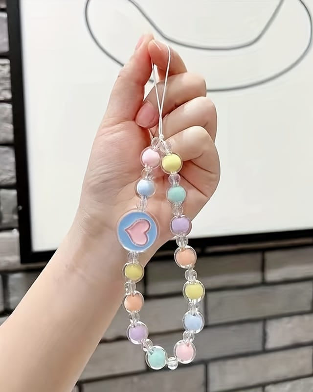 Heart Colorful Beads Lanyard - protective case detail