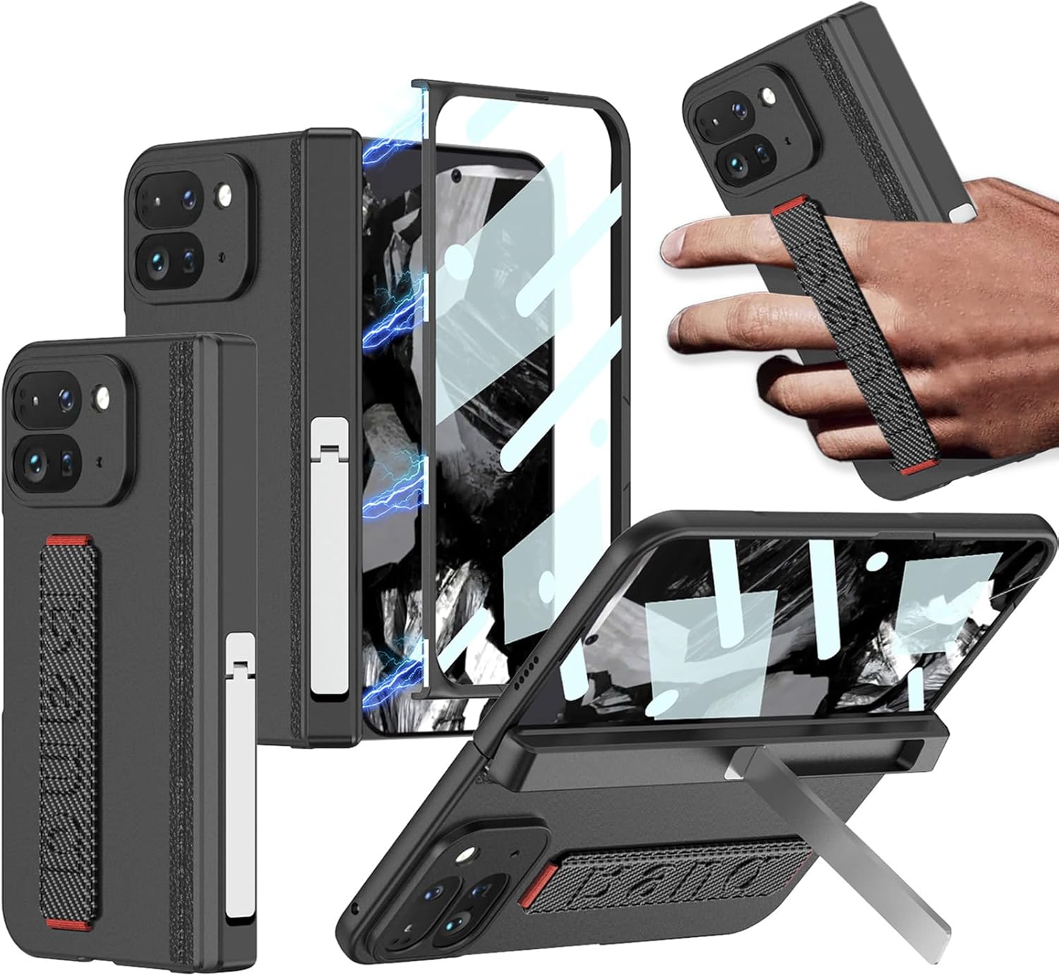 Jet Black Hand Strap Cover (with Front Glass) iPhone cover – JustAndBest India