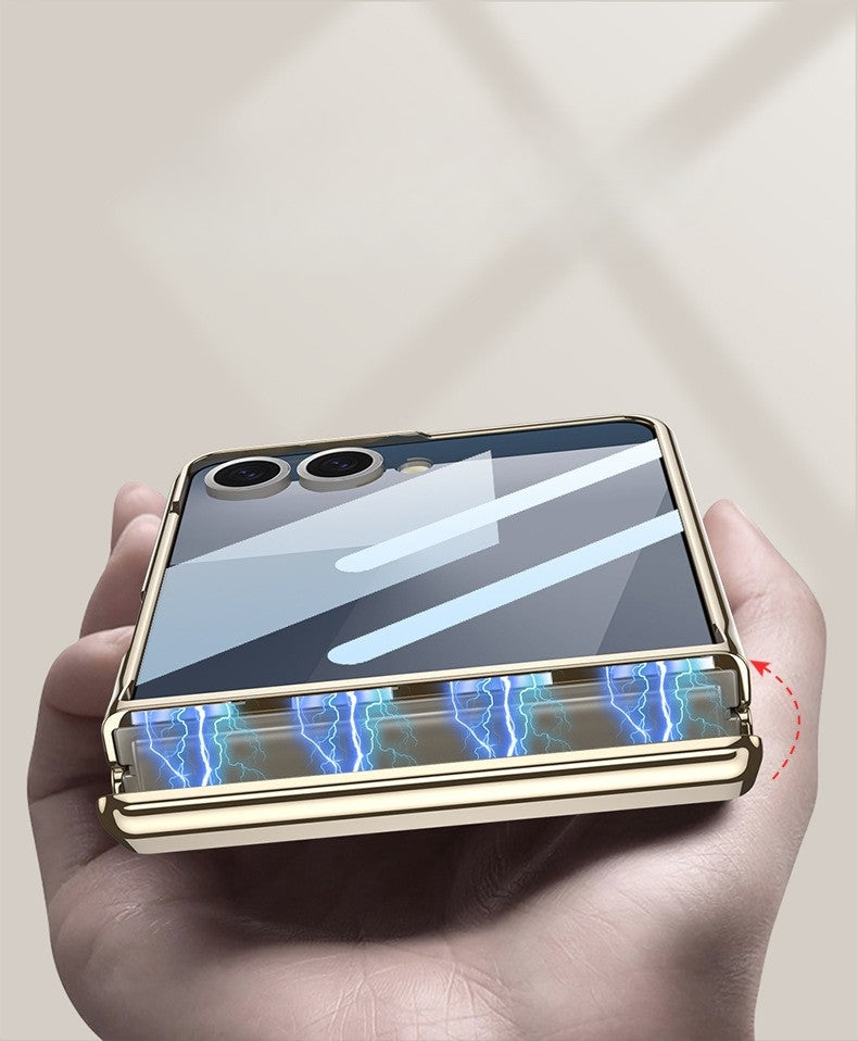 Samsung Galaxy Z Flip 7 Gold Electroplated Stand Cover() - lifestyle