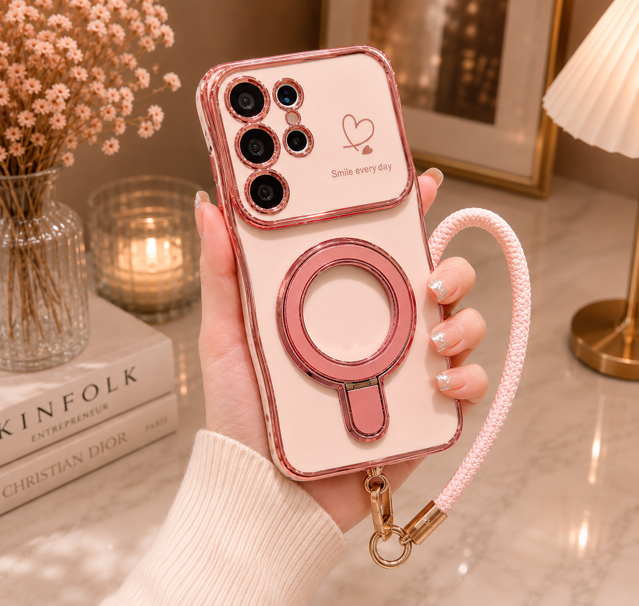 Samsung Galaxy S26 Blush Glow Ring Stand Cover | Ring Holder Stand