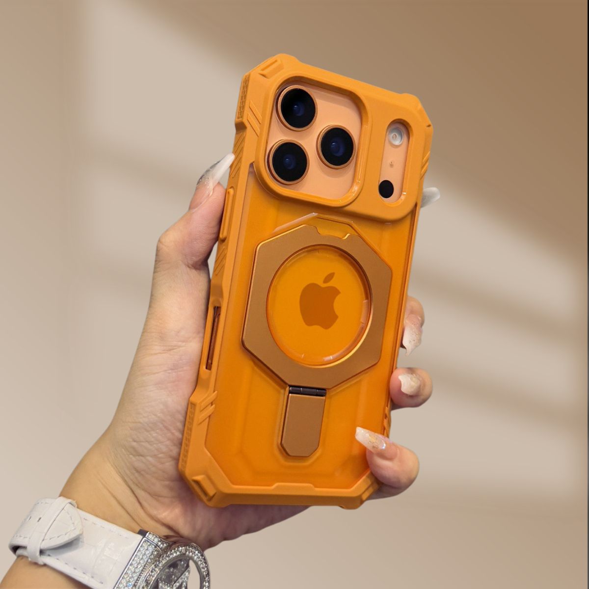 iPhone 17 Series Metallic Stand Shockproof Armour Cover