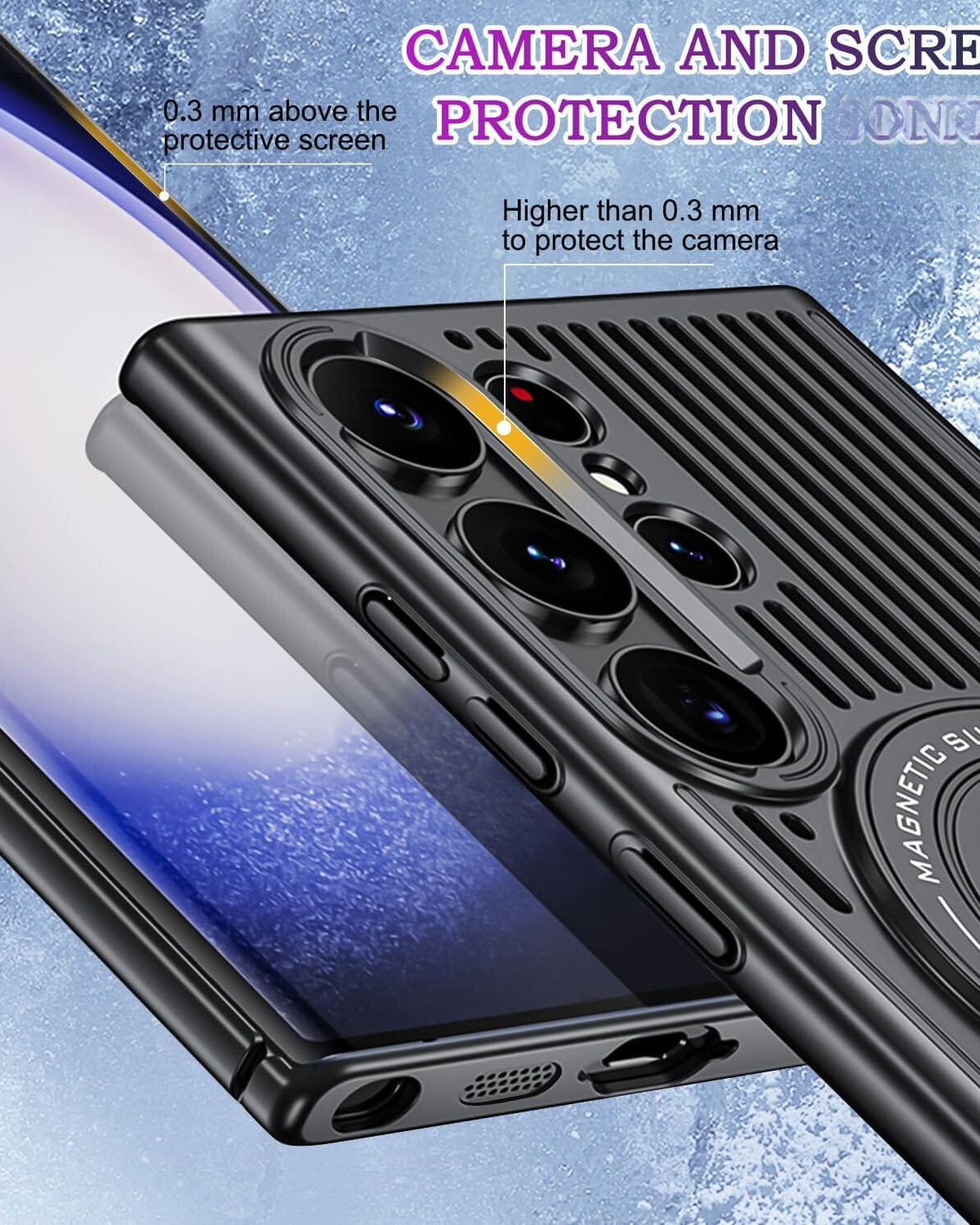 Jet black Heat Dissipation Magnetic Stand Cover – phone accessory by JustAndBest India