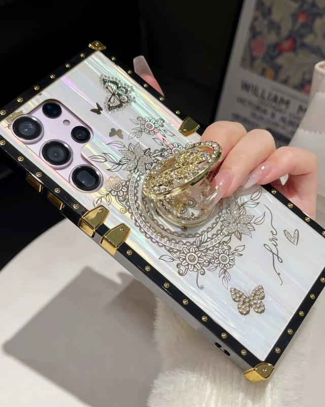 Zazzy Butterfly Rhinestones Ring Holder Luxury Cover – phone accessory by JustAndBest India