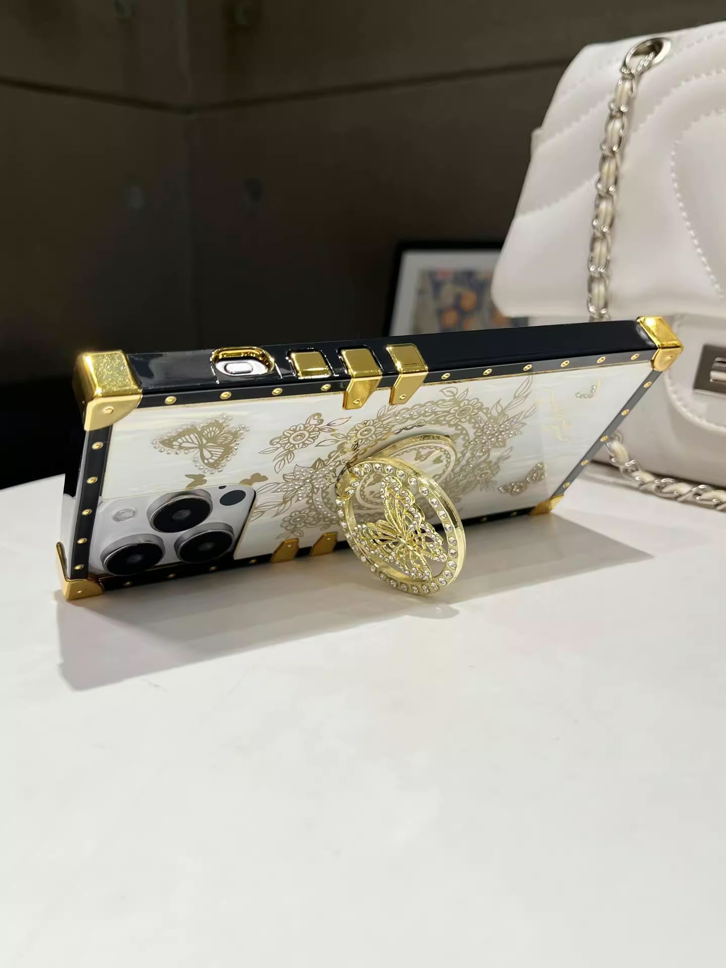 Zazzy Butterfly Rhinestones Ring Holder Luxury Cover – phone accessory by JustAndBest India