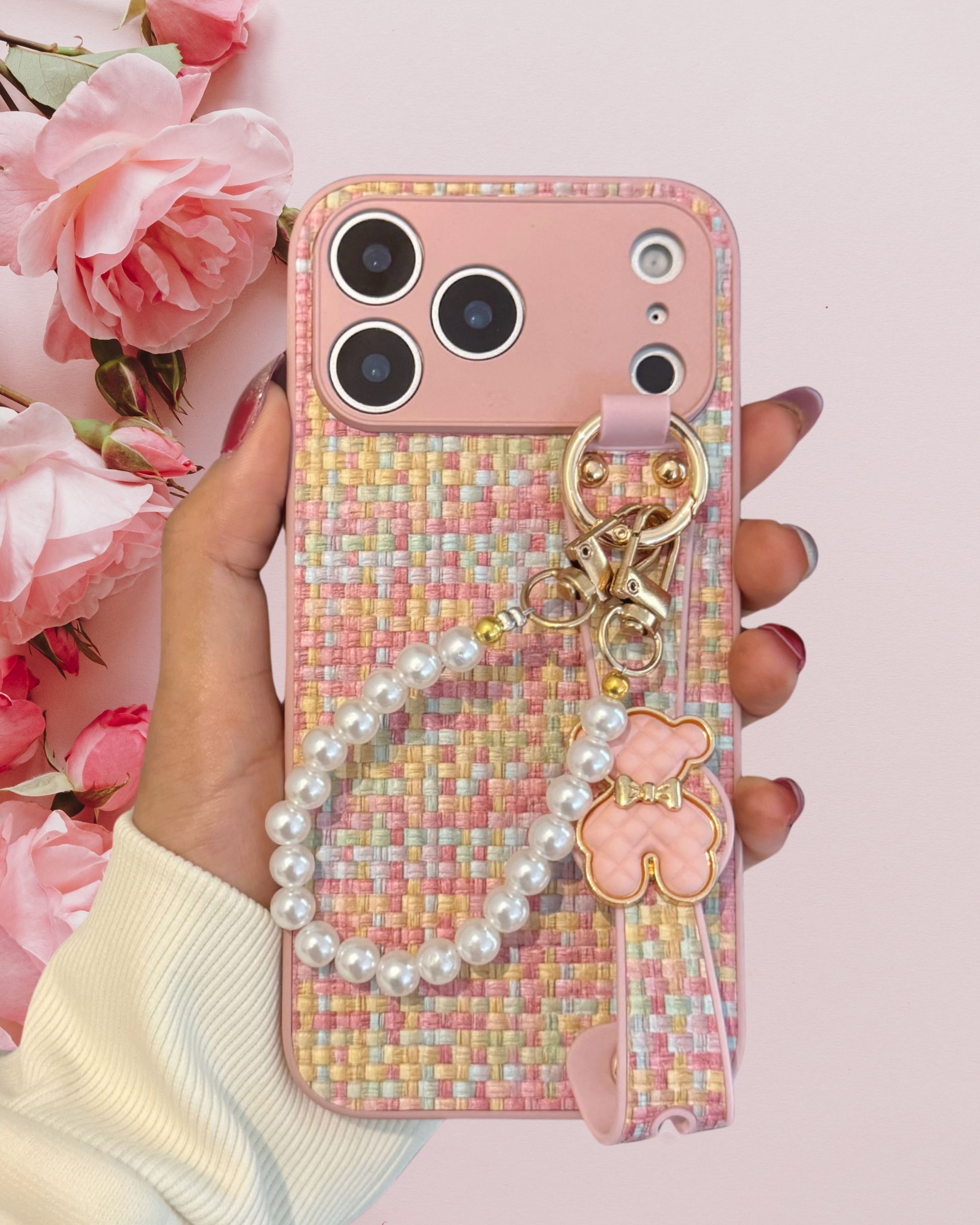 Cute Hand Strap Pearl Lanyard Cover – phone accessory by JustAndBest India