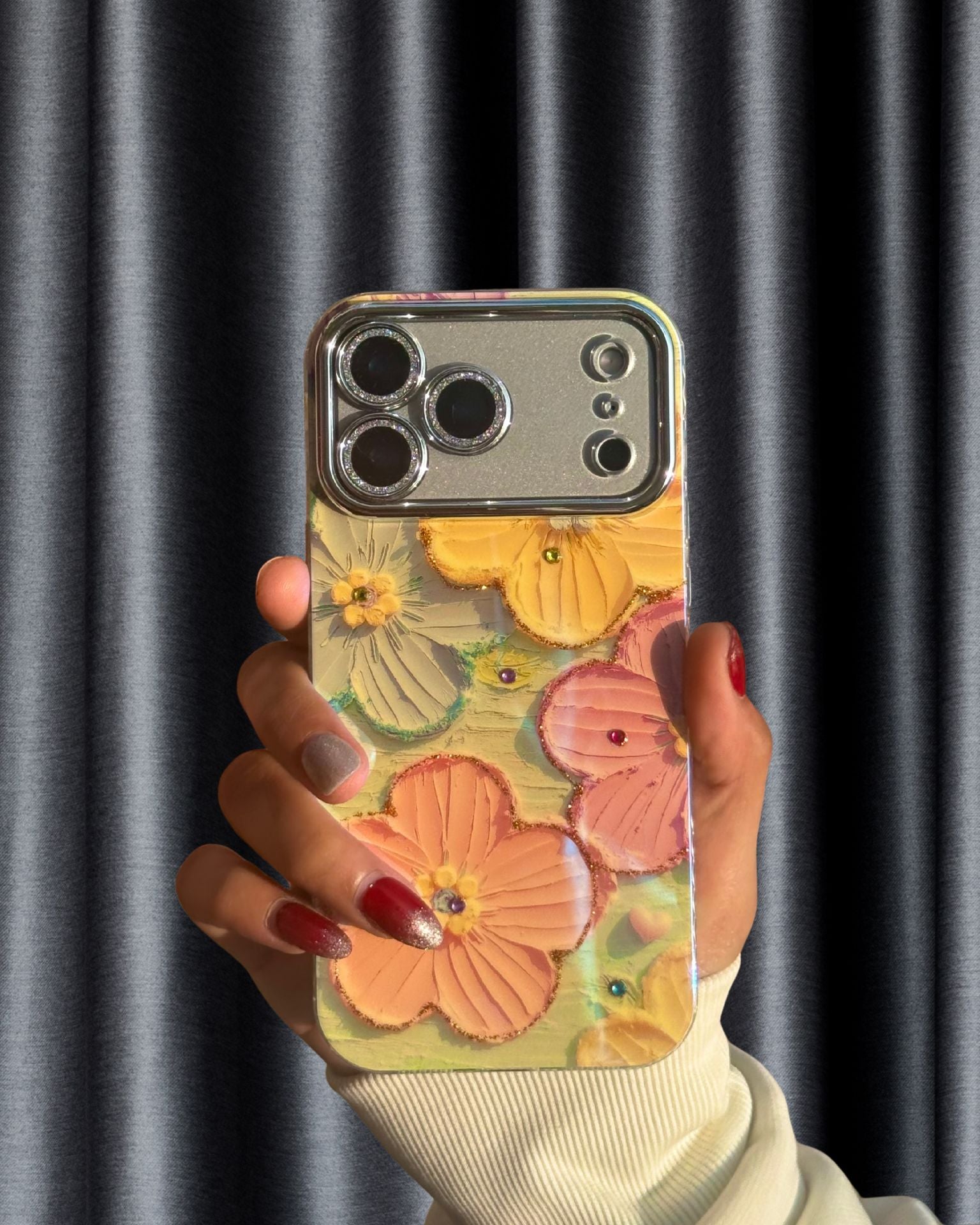 Cute Floral Glossy Glitter Cover iPhone cover – JustAndBest India