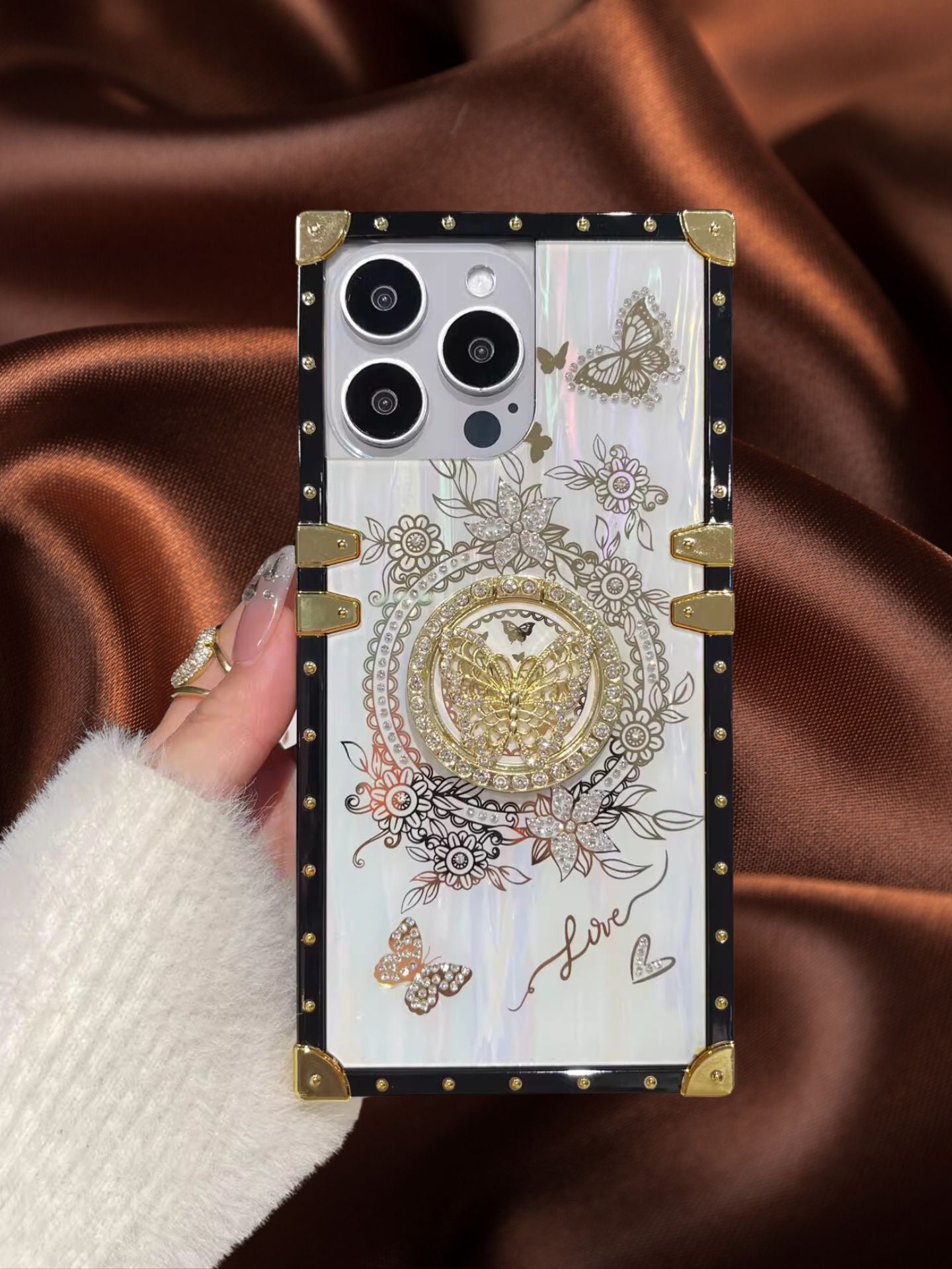 Zazzy Butterfly Rhinestones Ring Holder Luxury Cover – phone accessory by JustAndBest India