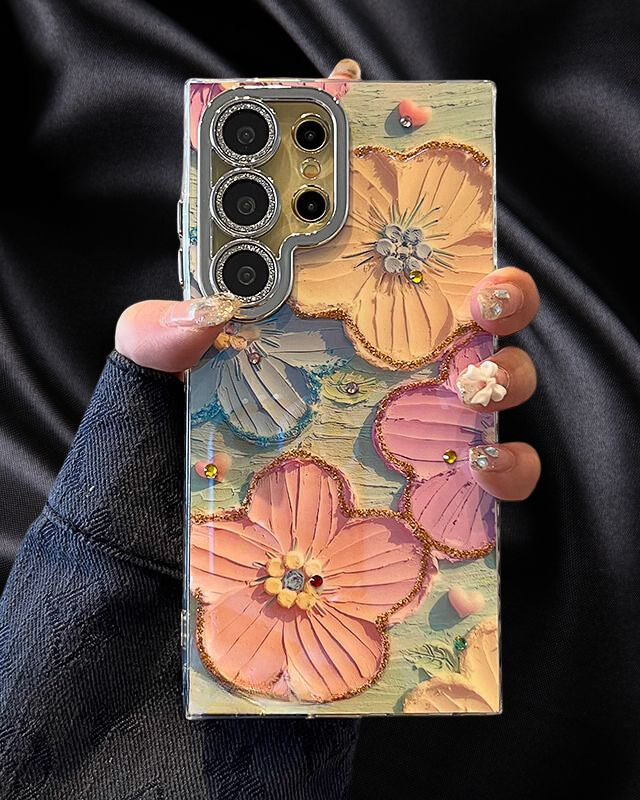 Cute Floral Glossy Glitter Cover