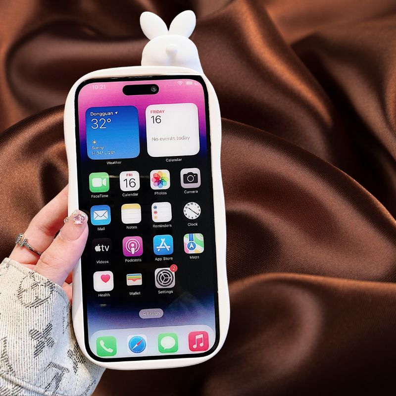 Cute Bunny Moving Pearls Glitter Cover (with Lanyard) – phone accessory by JustAndBest India