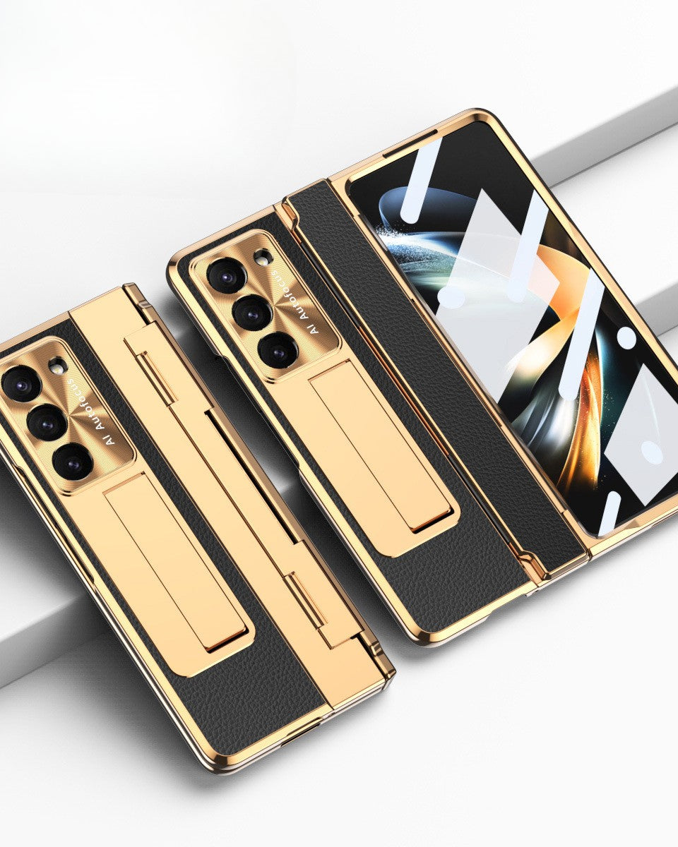 Samsung Galaxy Z Fold 6 Champagne Gold Electroplated Leather Cover - case features