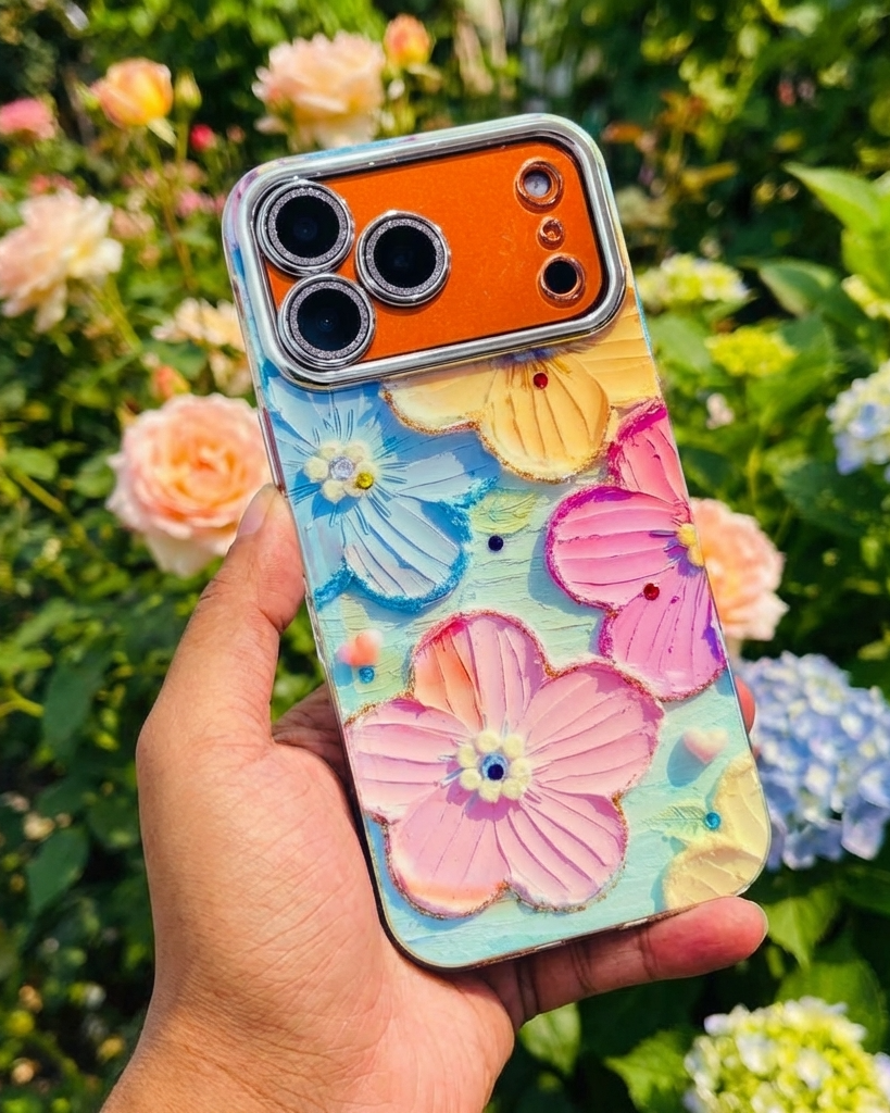 Cute Floral Glossy Glitter Cover iPhone cover – JustAndBest India