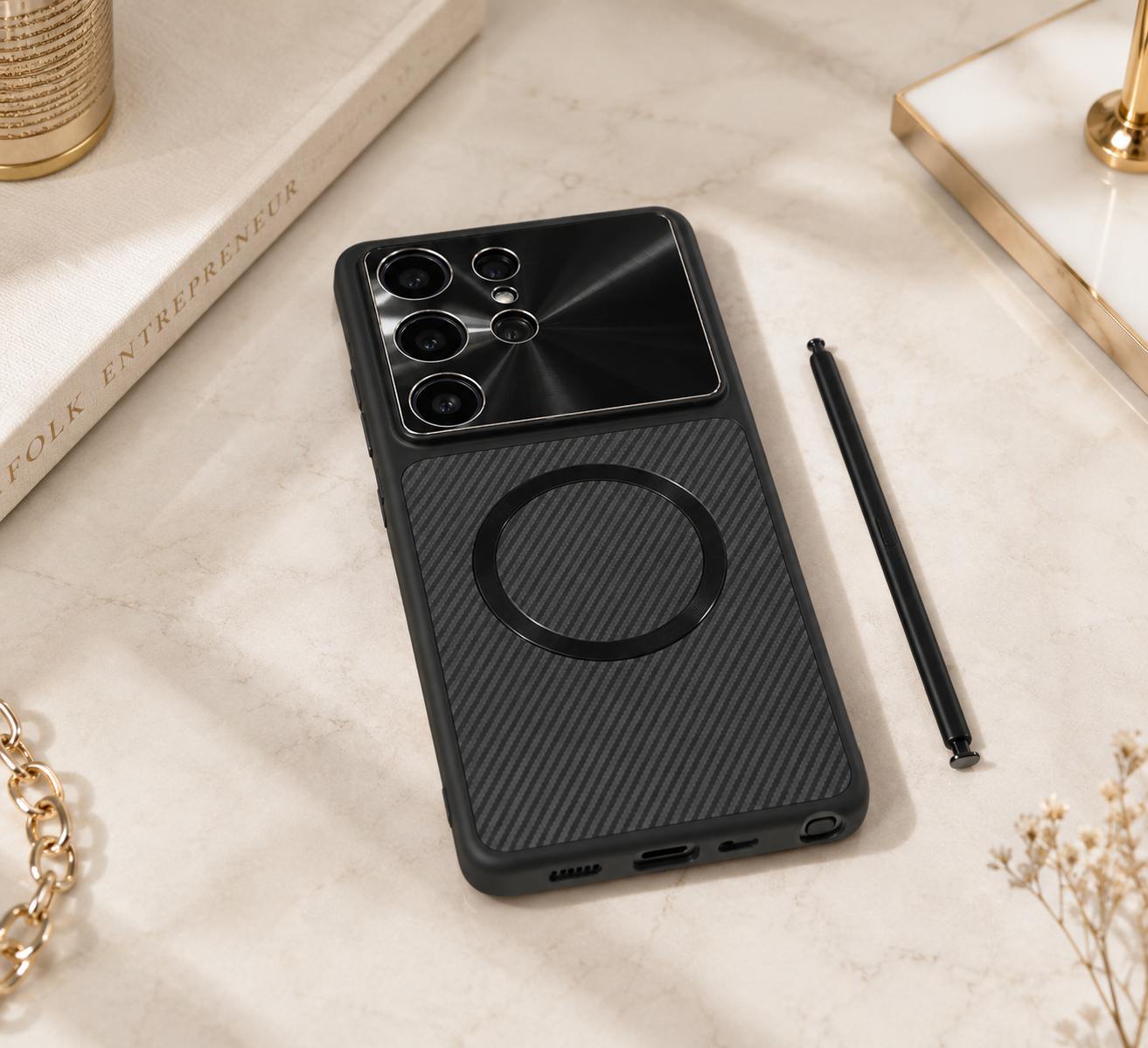 Samsung Galaxy S26 Ultra Phantom Pro Carbon Pattern Case - slim profile