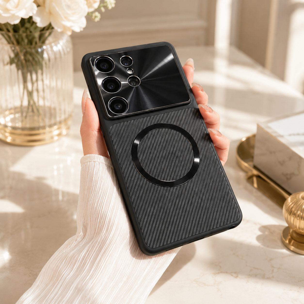 Samsung Galaxy S26 Ultra Phantom Pro Carbon Pattern Case - protective case detail