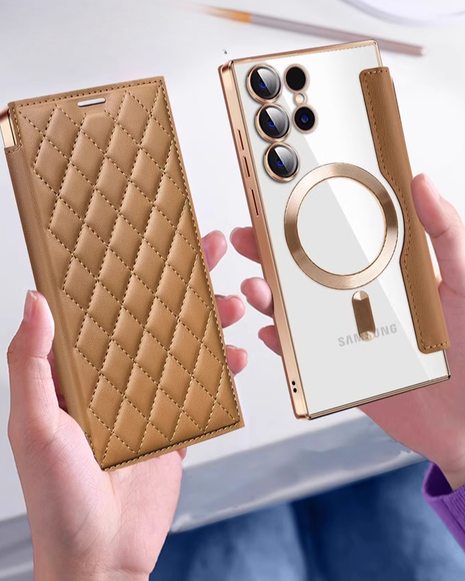 Diamond Pattern Premium Leather Luxury Flip Cover iPhone cover – JustAndBest India
