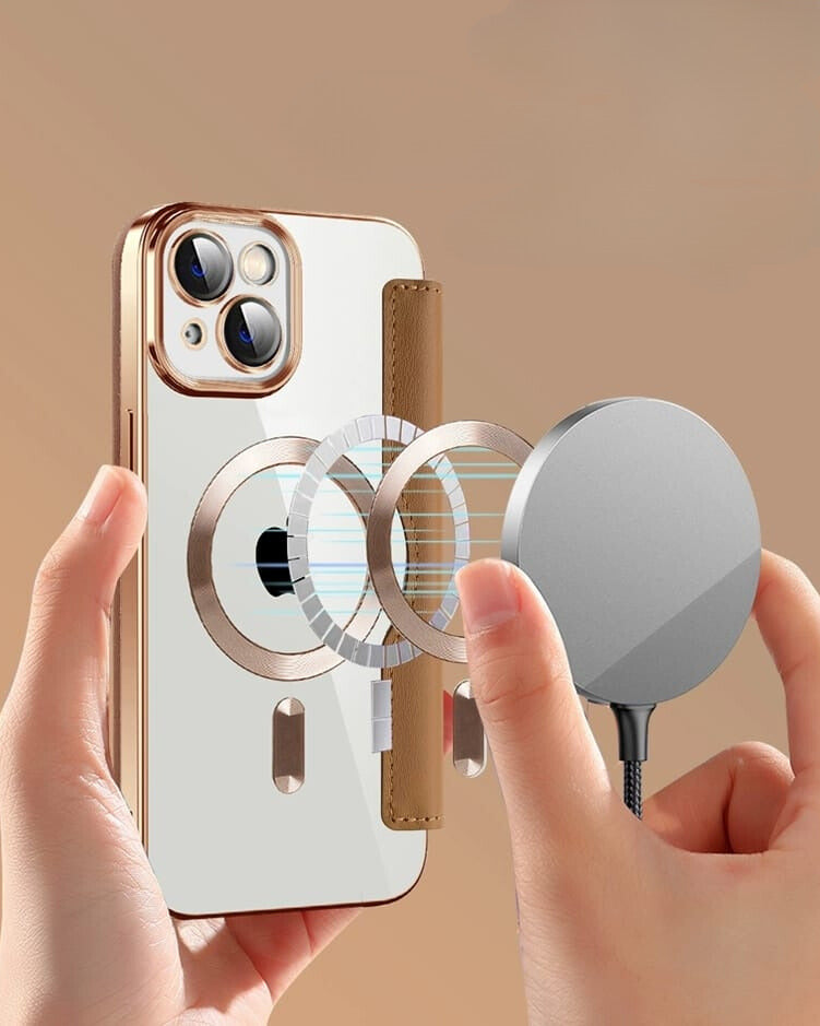 Gold Electroplated Premium Leather Luxury Flip Case iPhone cover – JustAndBest India