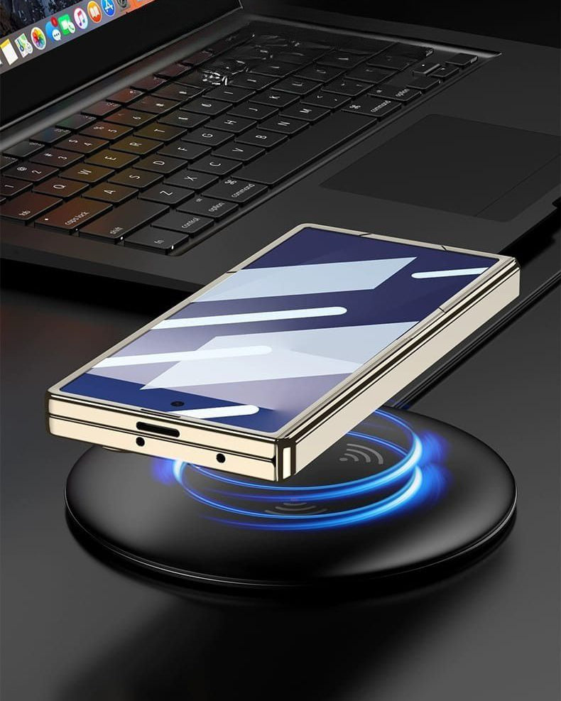 Samsung Galaxy Z Fold 7 Leather Gold Electroplated Kickstand Cover() - case features