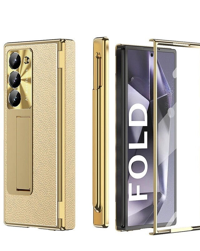Samsung Galaxy Z Fold 6 Gold Leather Stylus Cover - colour options