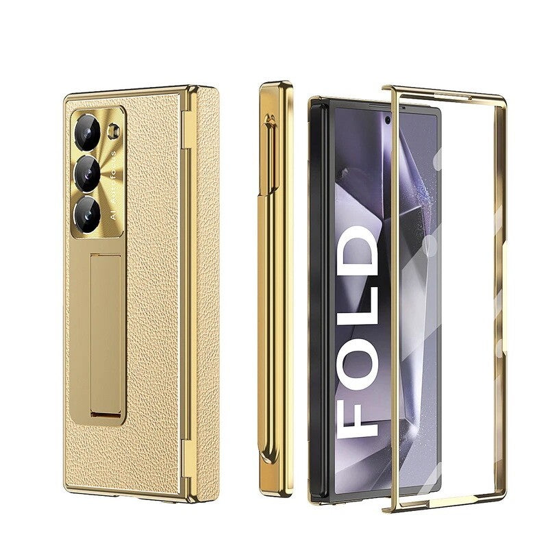 Samsung Galaxy Z Fold 6 Gold Leather Stylus Cover - colour options