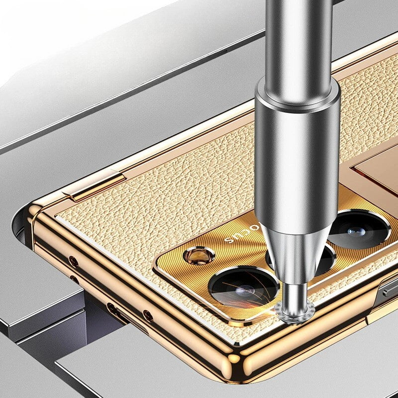 Samsung Galaxy Z Fold 6 Gold Leather Stylus Cover - case features