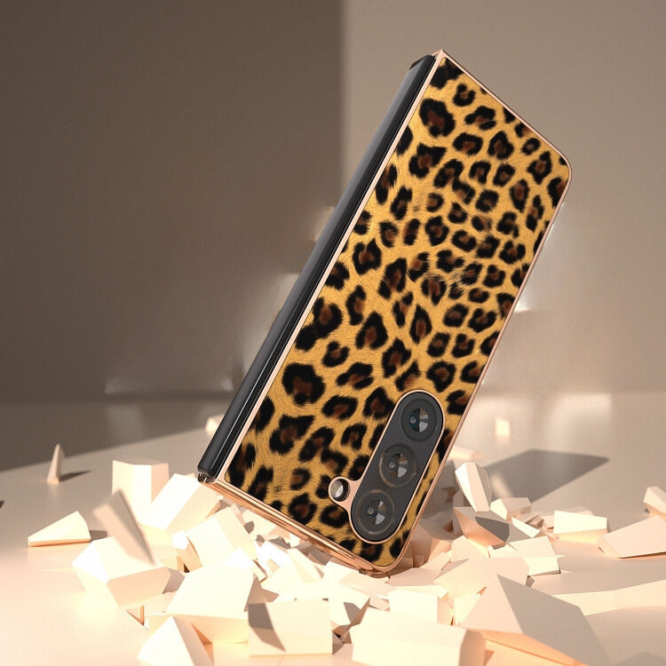 Samsung Galaxy Z Fold 3 Leopard Print Gold Electroplated Cover - phone case