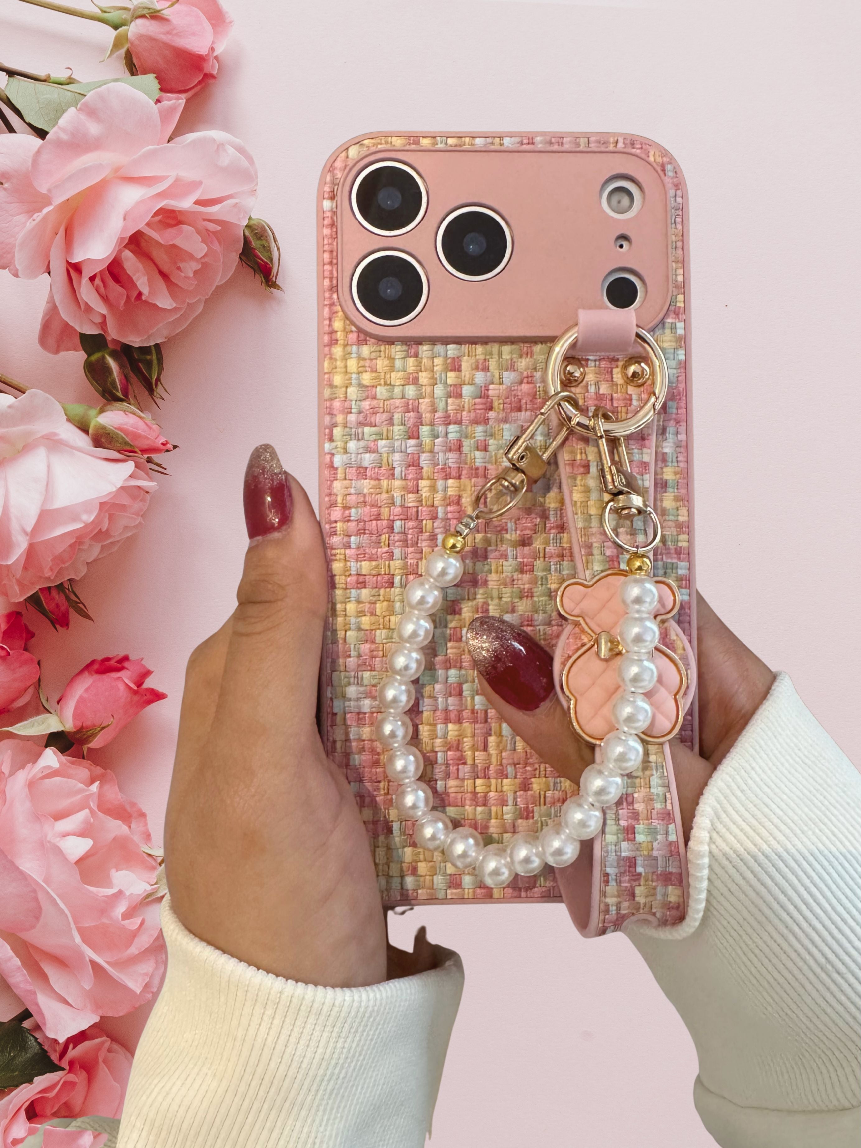 iPhone 17 Series Hand Strap Pearl Cover | Phone Accessory