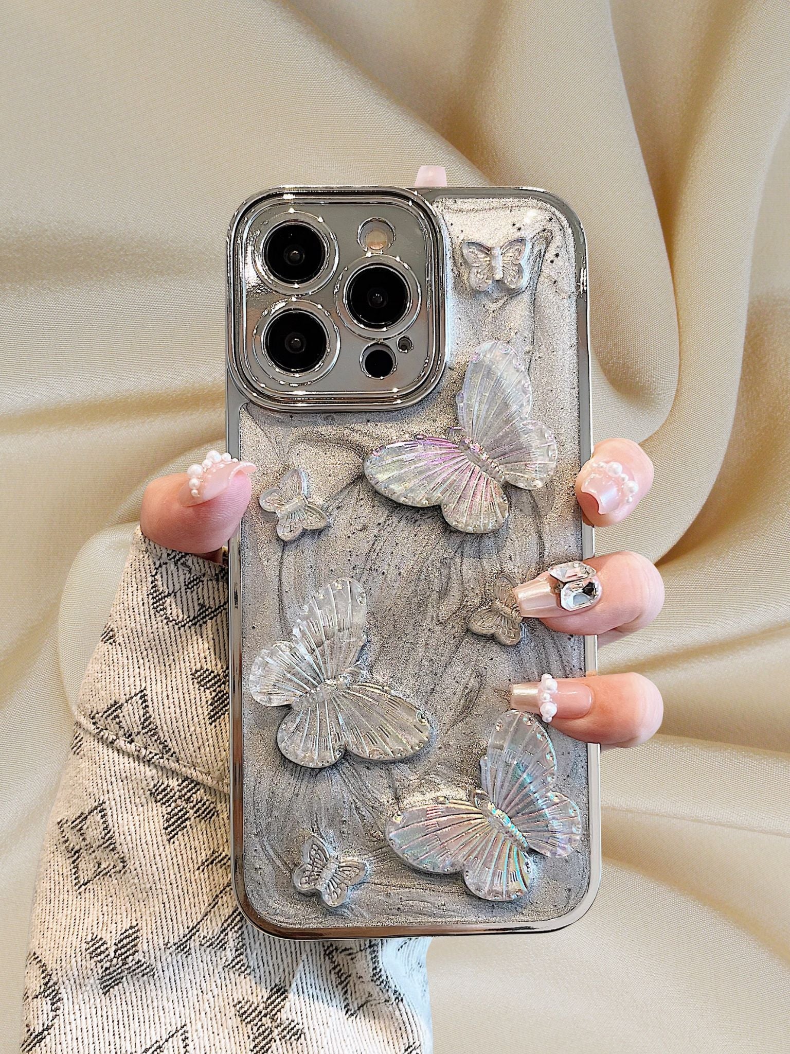 iPhone 15 3D Butterflies Shining Rainbow Cover | Designer Case