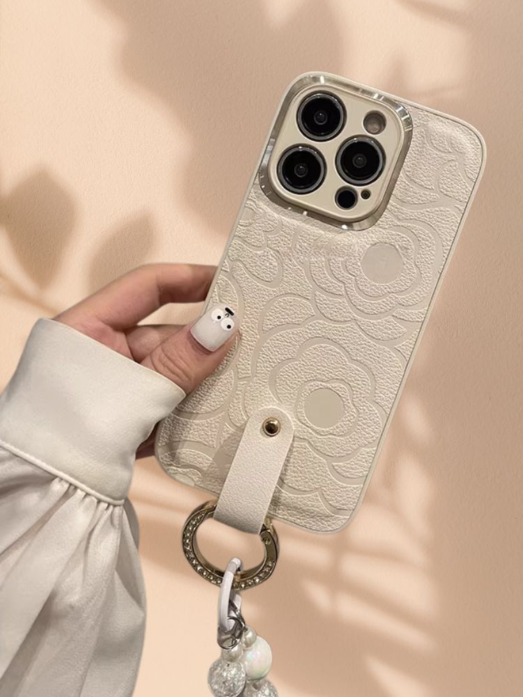 iPhone 14 White 3D Floral Cover - phone case