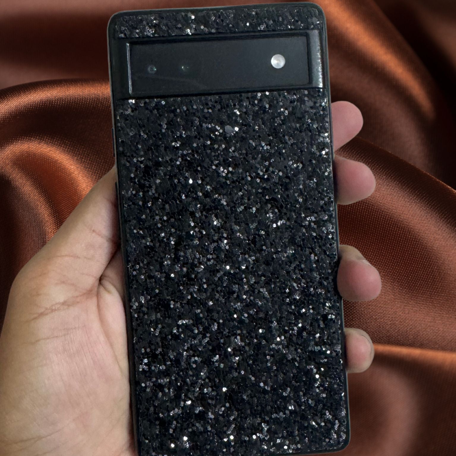 Google Pixel 6A case with glitter