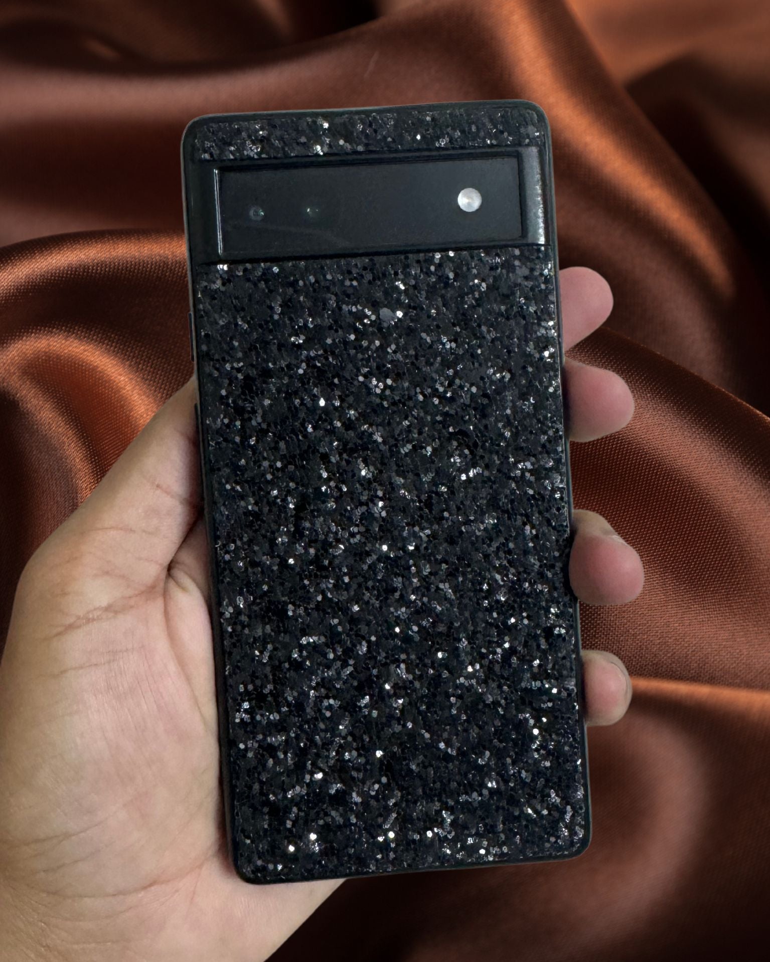 Google Pixel 6A case with glitter