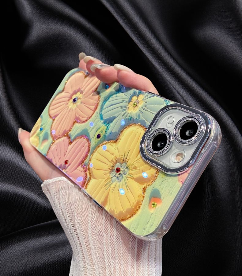 Cute Floral Glossy Glitter Cover iPhone cover – JustAndBest India