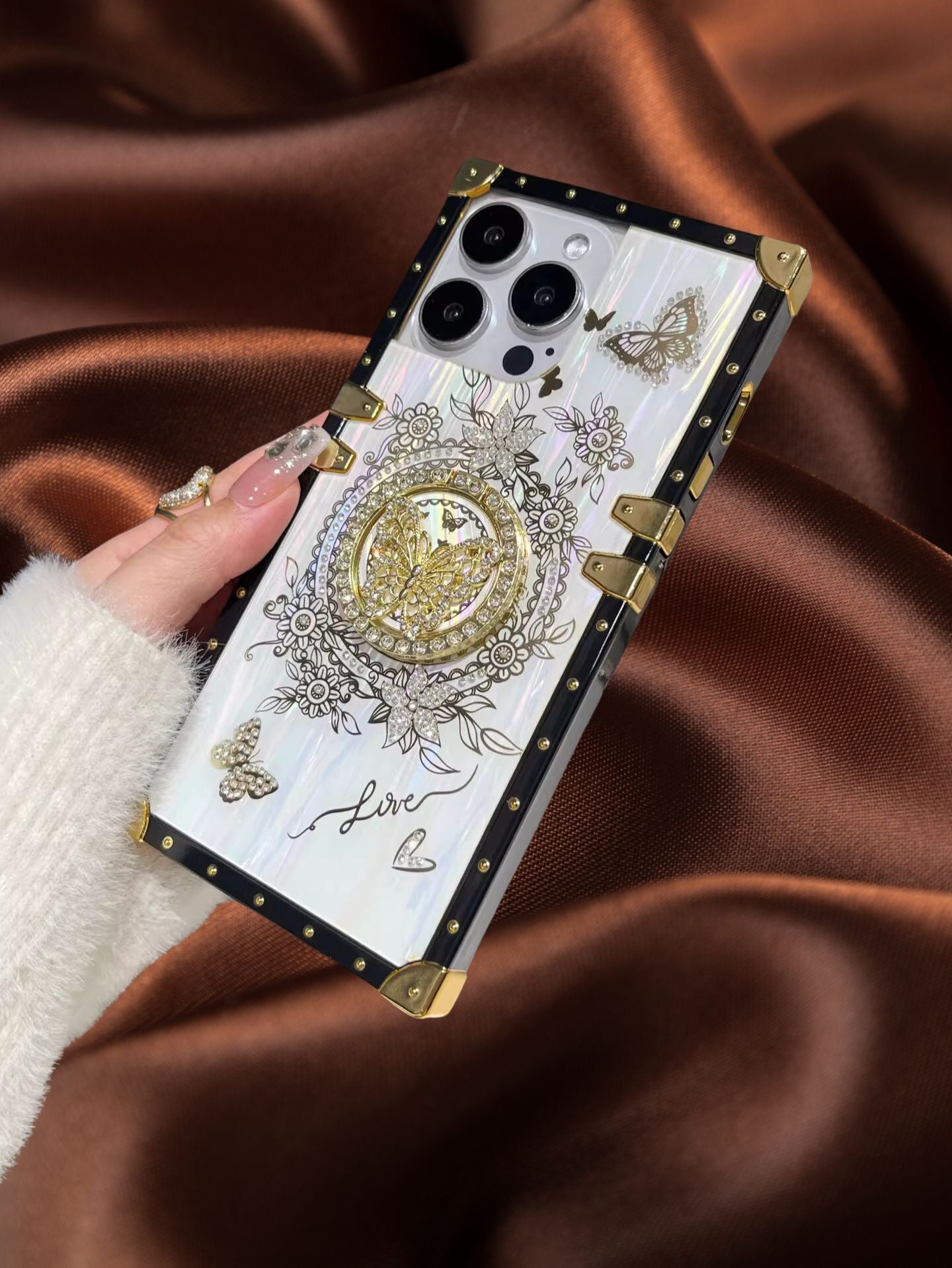 Zazzy Butterfly Rhinestones Ring Holder Luxury Cover – phone accessory by JustAndBest India